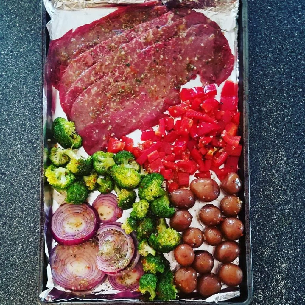 Flank steak sheet pan